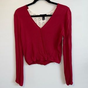 Red long sleeve crop top/blouse!